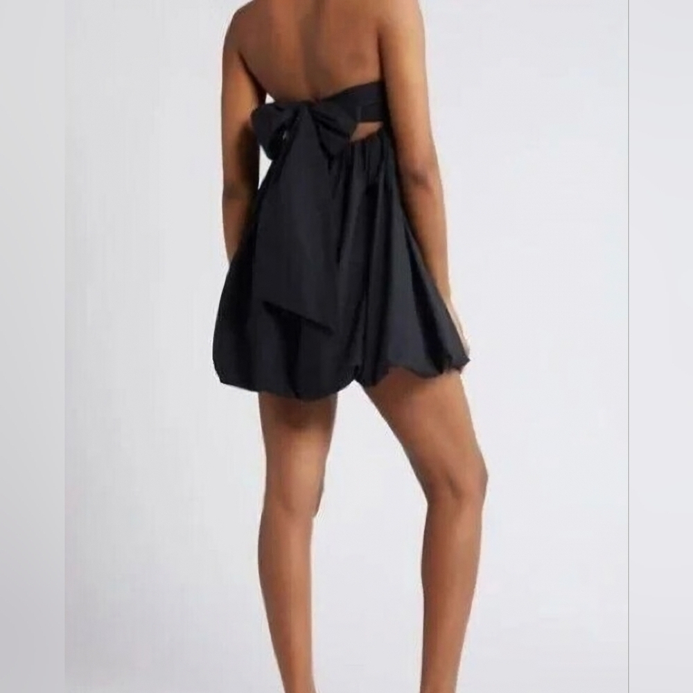 BP Nordstrom Black Strapless Bubble Mini Dress XS Bow Back Party Cocktail NWT